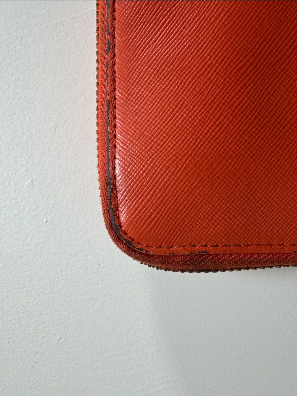 Tory Burch Coral-Orange Zip Wallet with Gold Logo